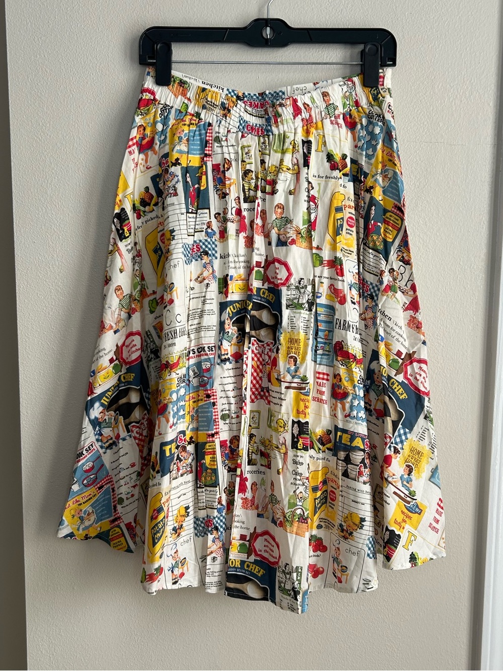 NWT Tulip B Retro-Inspired Kitchen Ad Print Comic Classic A Line Full Skirt Sz L - Picture 3 of 7